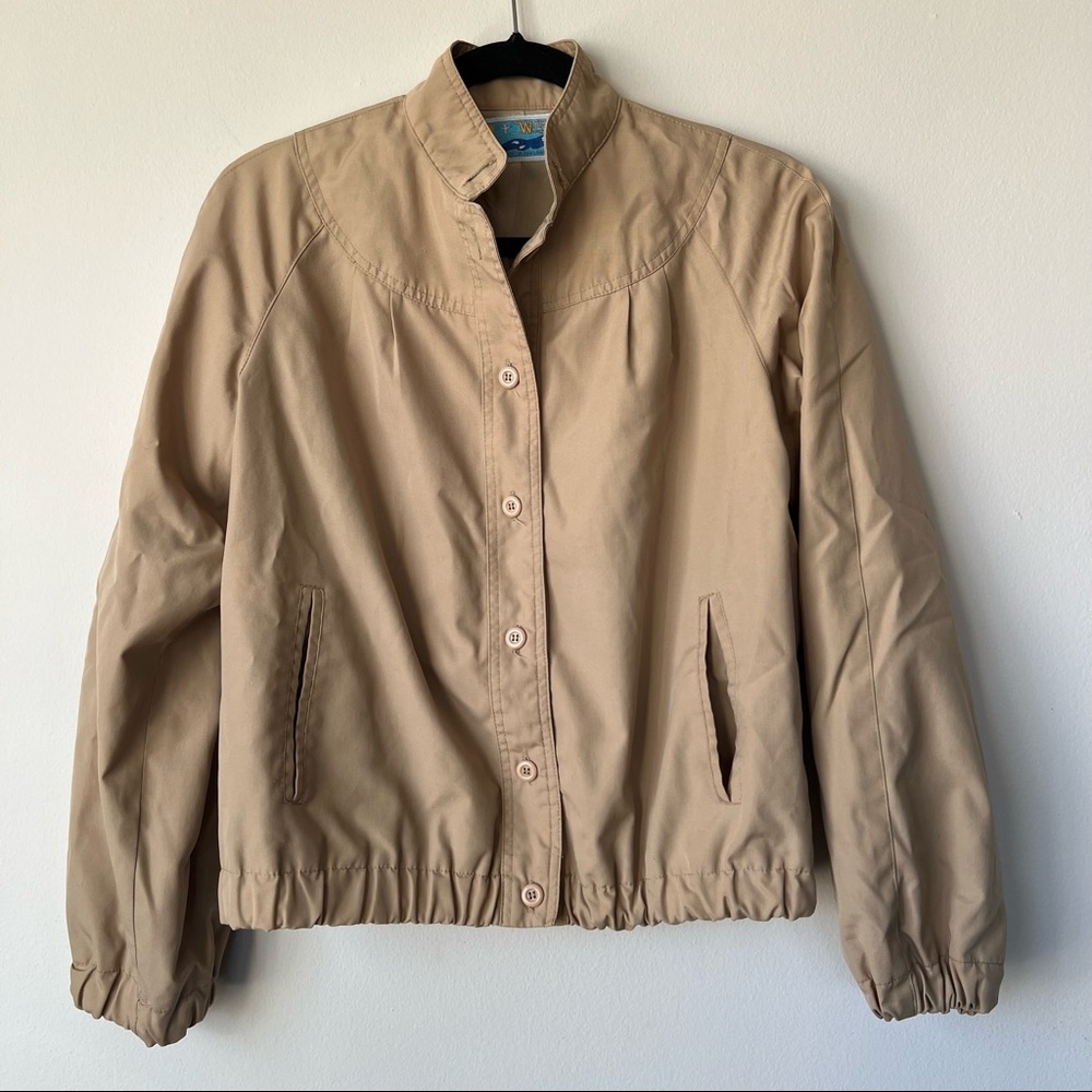 Vintage Windy Weather Khaki Windbreaker Button Front Size Large